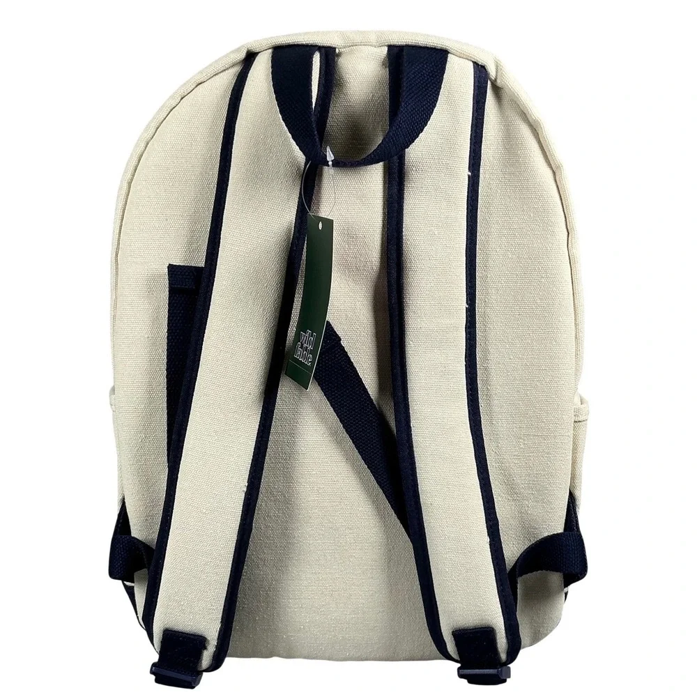 Wild Fable Canvas Backpack Cream Navy Blue School Bag NWT‎